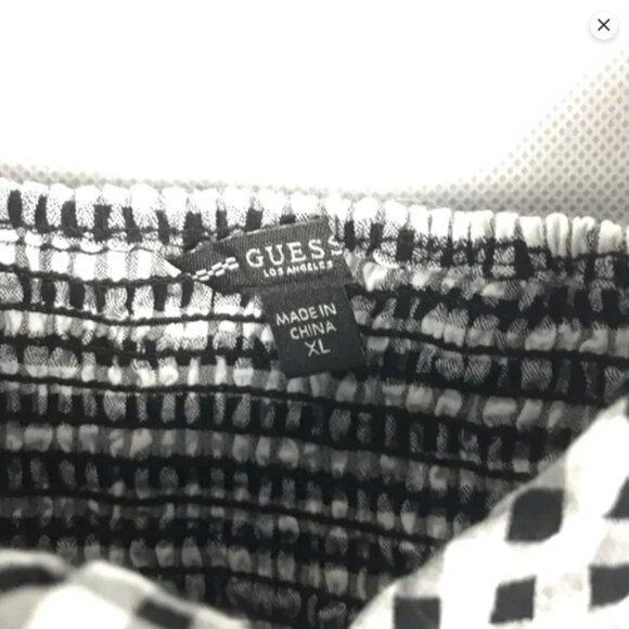 NEW Guess Black White Gingham Crop Top Size XL Retro Style Nostalgia Casual - Picture 6 of 6